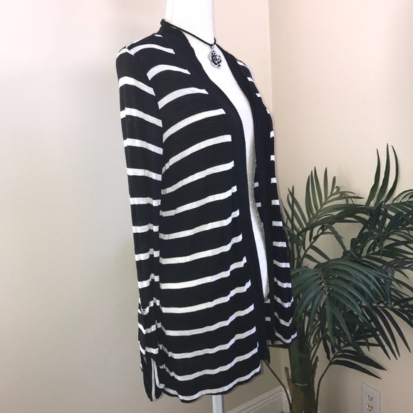 2/$20 Bay Studio Long Stripe Open Front Cardigan LP - Picture 3 of 5
